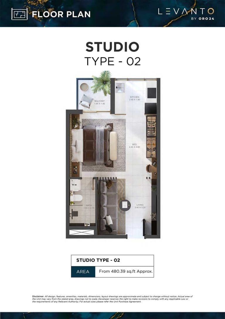 Levanto Studio Type 02 Floor Plans
