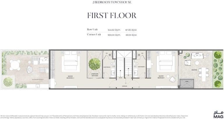 MAG 22 2 Bedroom Townhouse First Floor Plans