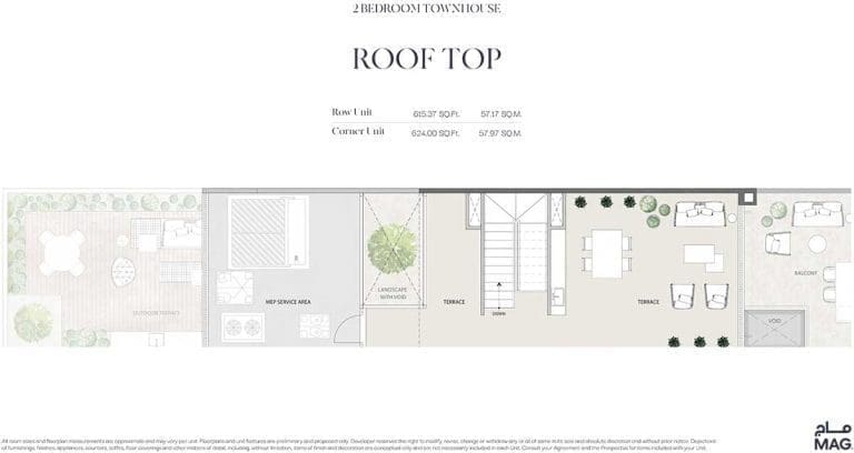 MAG 22 2 Bedroom Townhouse Roof Top Floor Plans