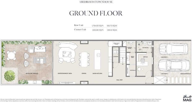 MAG 22 3 Bedroom Townhouse Ground Floor Plans