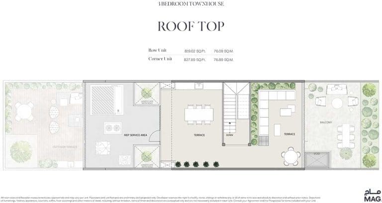 MAG 22 3 Bedroom Townhouse Roof Top Floor Plans