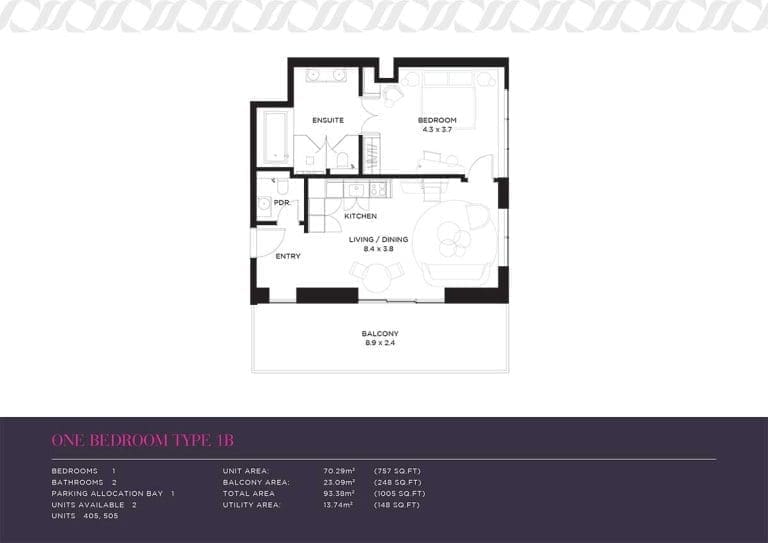 Mansio 1 Bedroom Apartment Type 1B Floor Plans