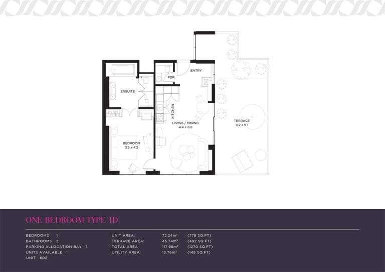 Mansio 1 Bedroom Apartment Type 1D Floor Plans
