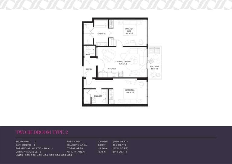 Mansio 2 Bedroom Apartment Type 2 Floor Plans