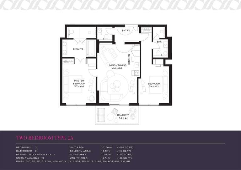 Mansio 2 Bedroom Apartment Type 2A Floor Plans