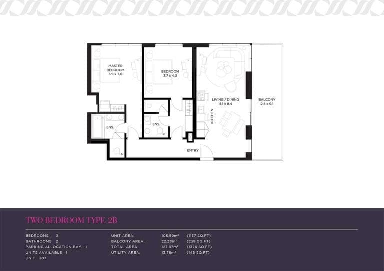 Mansio 2 Bedroom Apartment Type 2B Floor Plans
