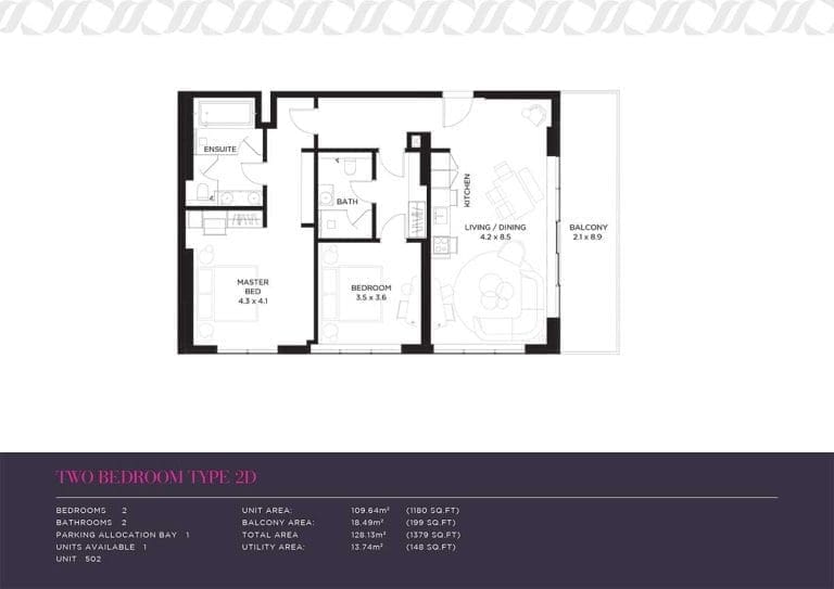 Mansio 2 Bedroom Apartment Type 2D Floor Plans