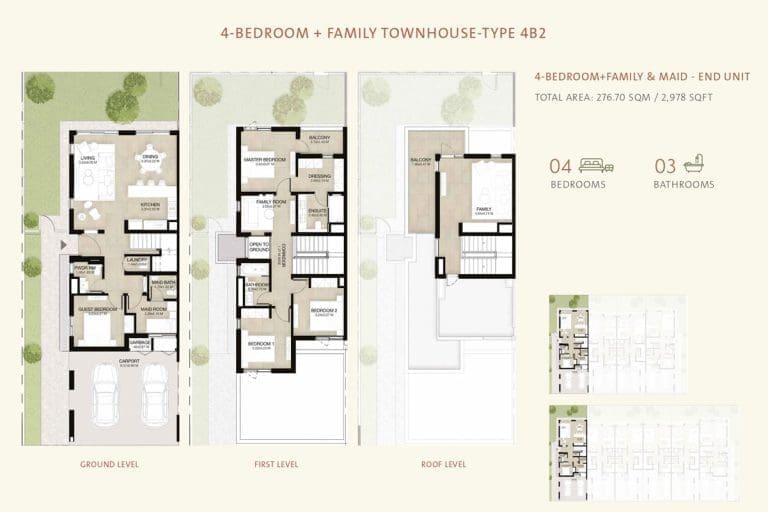 Mudon Al Ranim 4 Bedroom Townhouse Type 4B2 Floor Plans