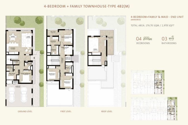 Mudon Al Ranim 4 Bedroom Townhouse Type 4B2(M) Floor Plans