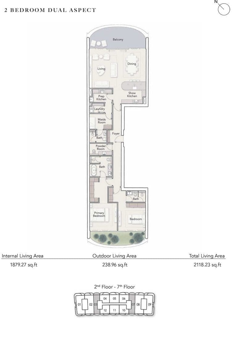 Ocean House 2 Bedroom Dual Aspect Apartment Floor Plans