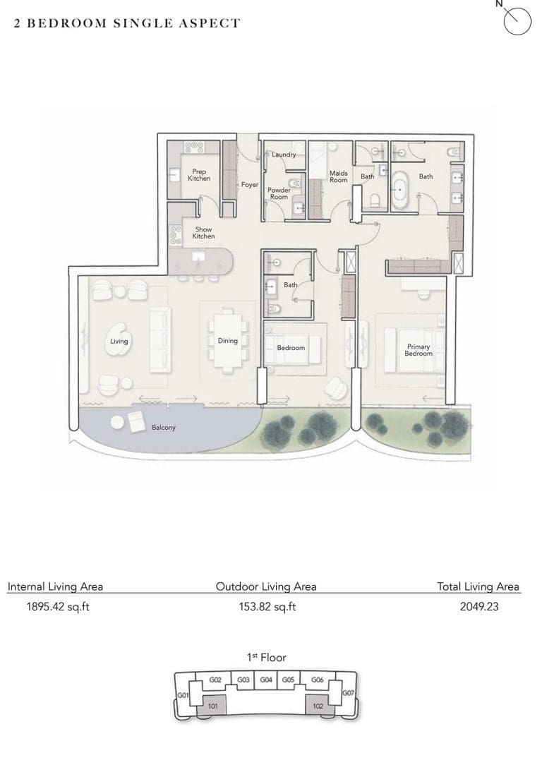 Ocean House 2 Bedroom Single Aspect Apartment Floor Plans