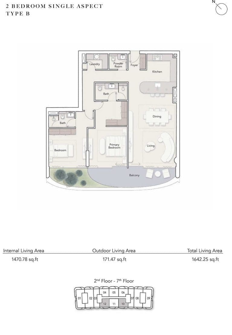 Ocean House 2 Bedroom Single Aspect Type B Apartment Floor Plans