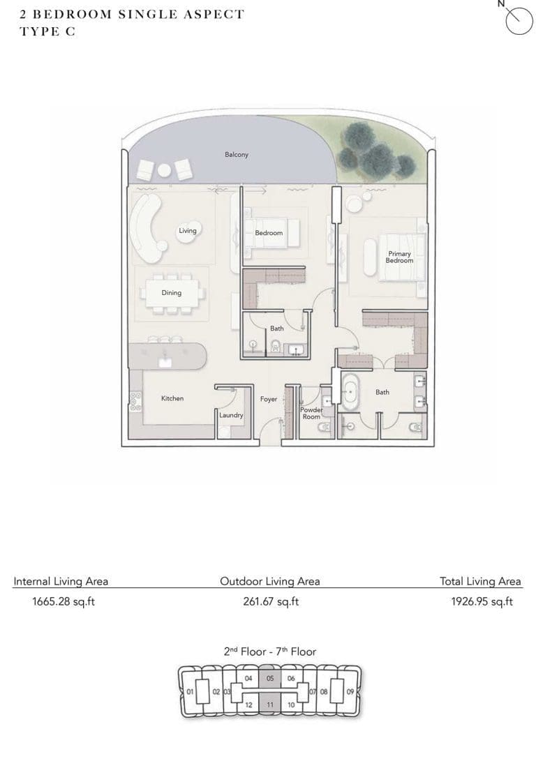 Ocean House 2 Bedroom Single Aspect Type C Apartment Floor Plans