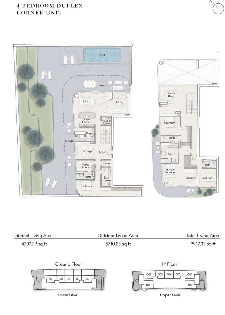 Ocean House 4 Bedroom Duplex Corner Unit Apartment Floor Plans