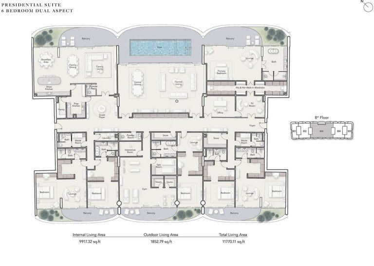 Ocean House 6 Bedroom Presidential Suite Dual Aspect Apartment Floor Plans