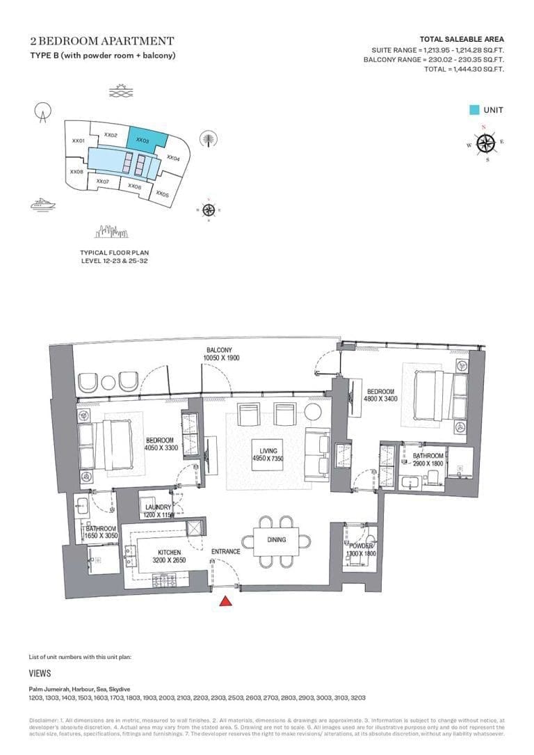 SeaHaven 2 Bedroom Apartment Type B Floor Plans