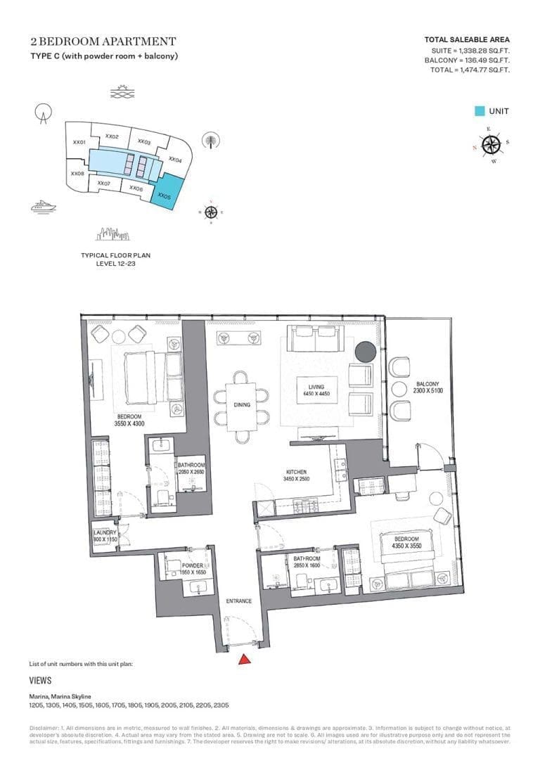 SeaHaven 2 Bedroom Apartment Type C Floor Plans