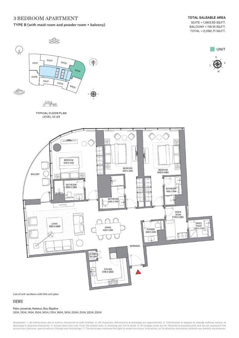 SeaHaven 3 Bedroom Apartment Type B Floor Plans