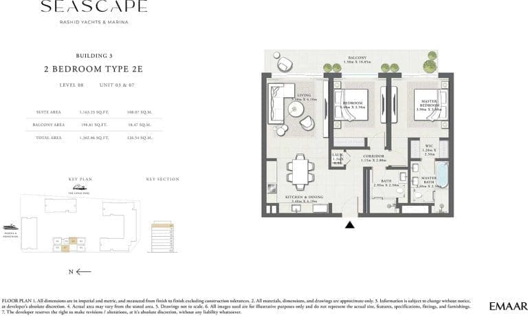 Seascape Building 3 – 2 Bedroom Apartment Type 2E Floor Plans