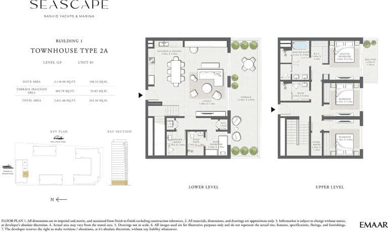 Seascape Building 1 – 3 Bedroom Townhouse Type 2A Floor Plans