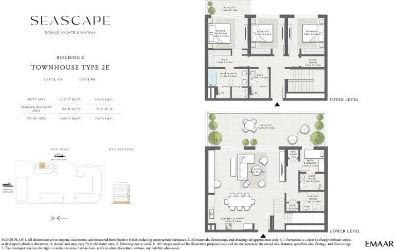 Seascape Building 2 – 3 Bedroom Townhouse Type 2E Floor Plans
