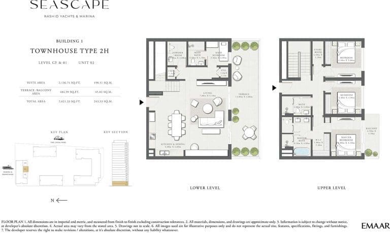 Seascape Building 1 – 3 Bedroom Townhouse Type 2H Floor Plans
