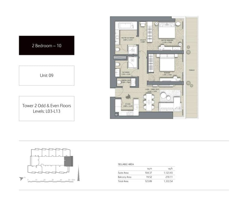 The Address Residences Dubai Opera Tower 2 – 2 Bedroom Apartment 10 Floor Plans