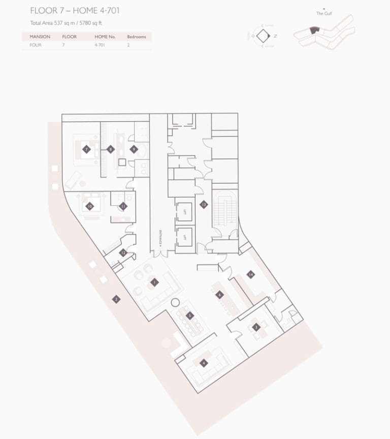 Alef Residences Mansions 4 – 701 Floor Plans