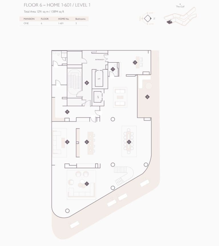 Alef Residences Mansions 1 – 601 Level 1 Floor Plans