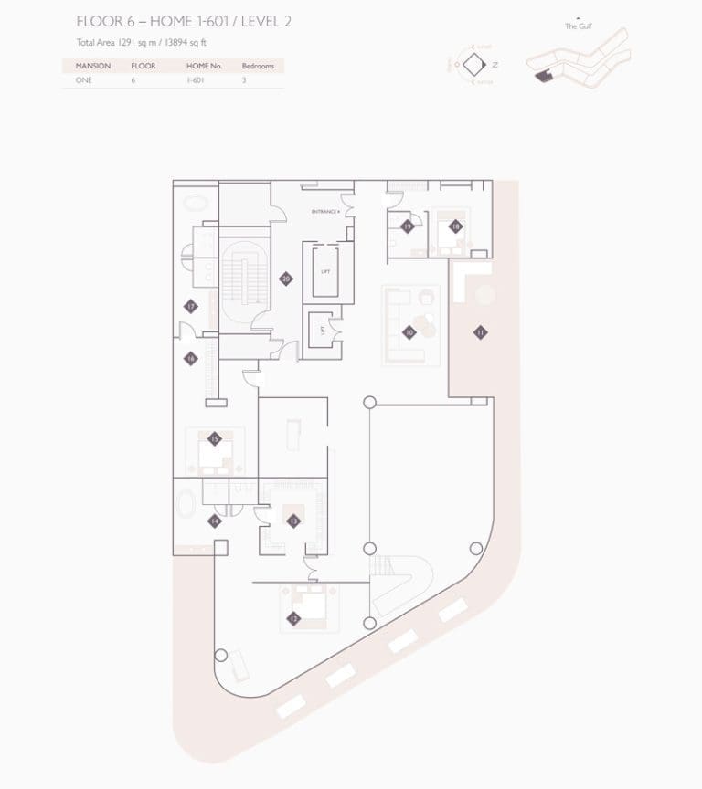 Alef Residences Mansions 1 – 601 Level 2 Floor Plans