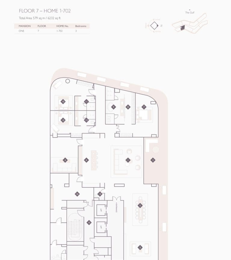 Alef Residences Mansions 1 – 702 Floor Plans
