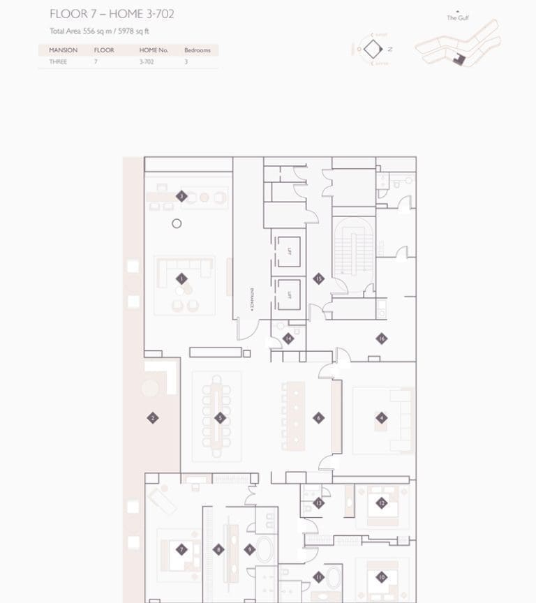 Alef Residences Mansions 3 – 702 Floor Plans
