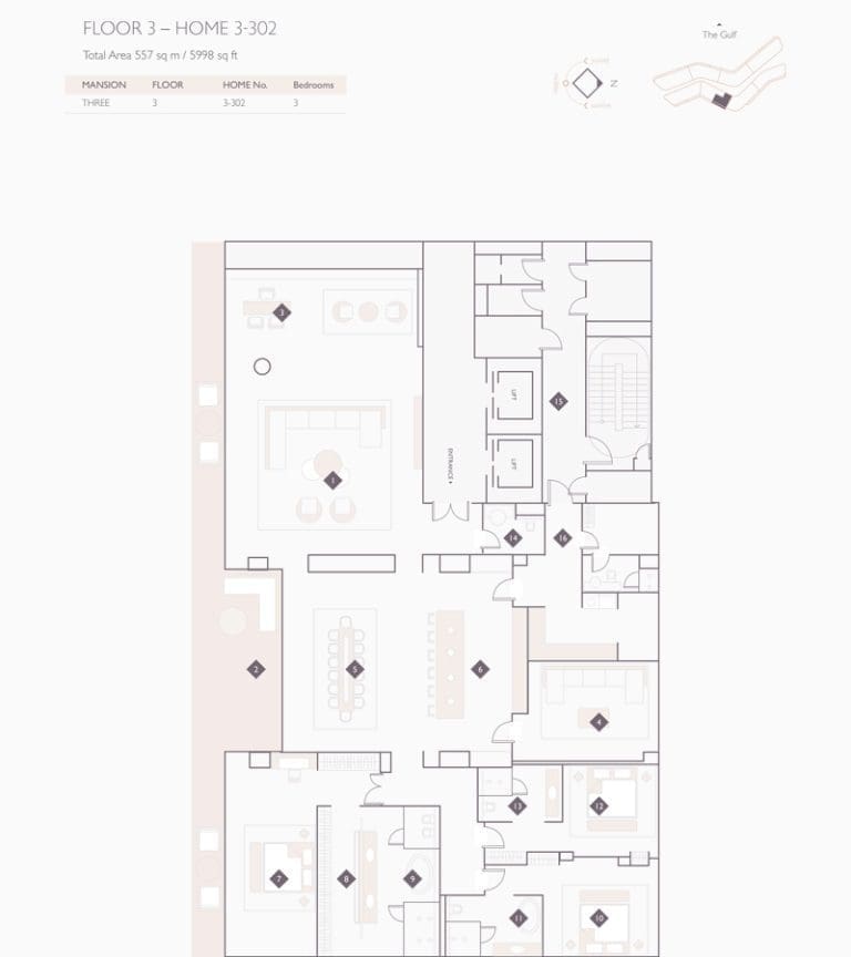 Alef Residences Mansions 3 – 302 Floor Plans