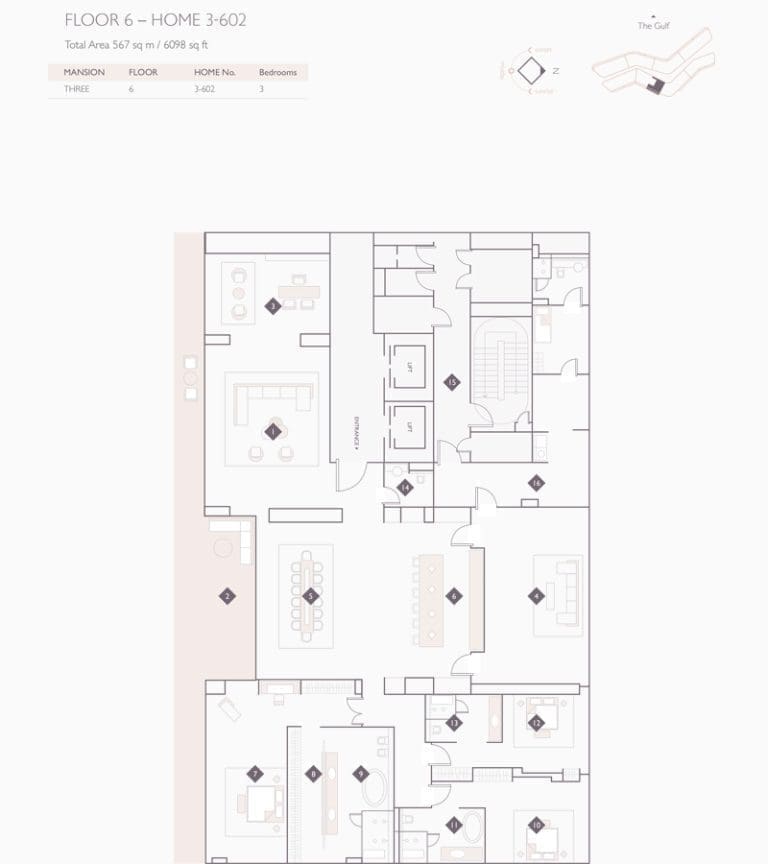 Alef Residences Mansions 3 – 602 Floor Plans