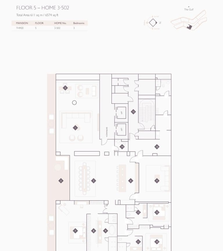 Alef Residences Mansions 3 – 502 Floor Plans