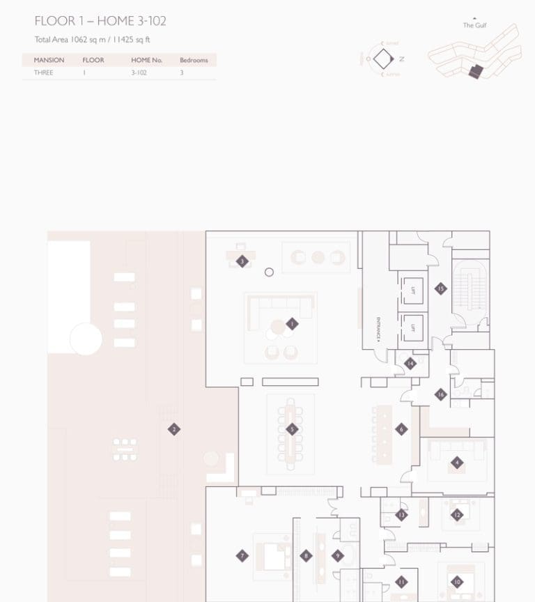 Alef Residences Mansions 3 – 102 Floor Plans