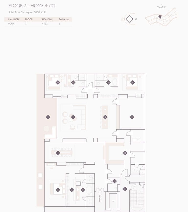 Alef Residences Mansions 4 – 702 Floor Plans