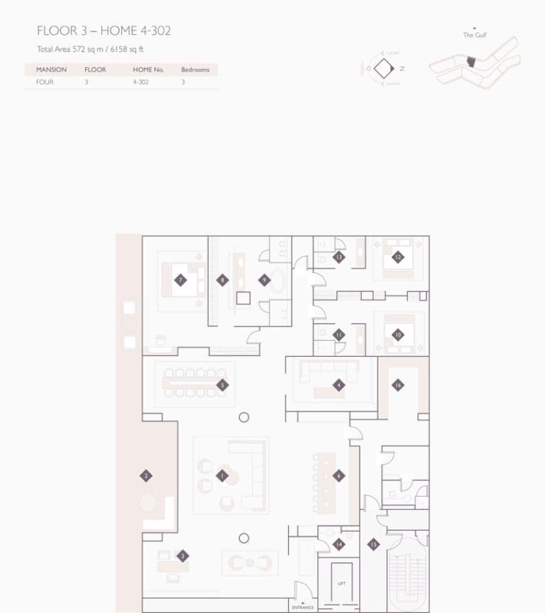 Alef Residences Mansions 4 – 302 Floor Plans