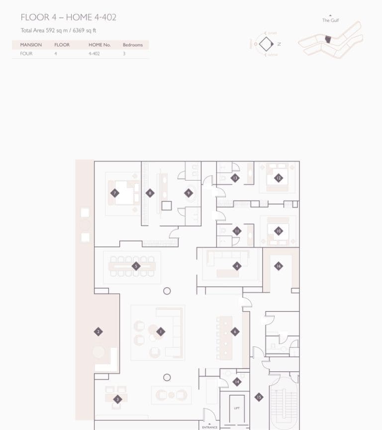 Alef Residences Mansions 4 – 402 Floor Plans