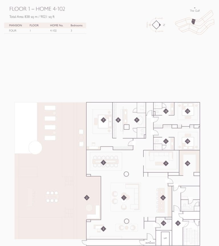 Alef Residences Mansions 4 – 102 Floor Plans