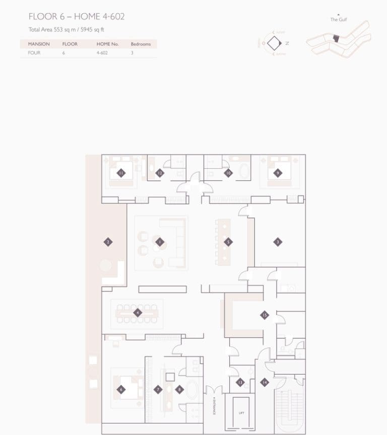 Alef Residences Mansions 4 – 602 Floor Plans