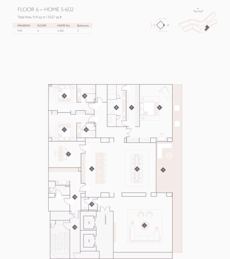 Alef Residences Mansions 5 – 602 Floor Plans