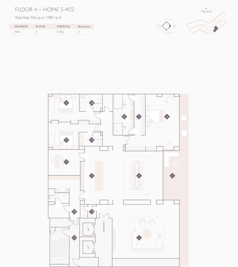 Alef Residences Mansions 5 – 402 Floor Plans