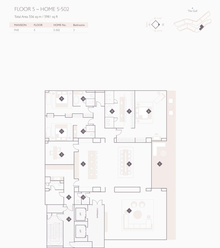 Alef Residences Mansions 5 – 502 Floor Plans