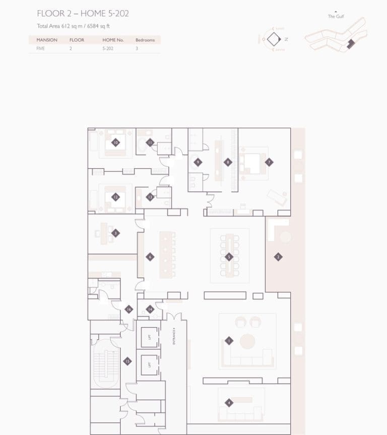 Alef Residences Mansions 5 – 202 Floor Plans