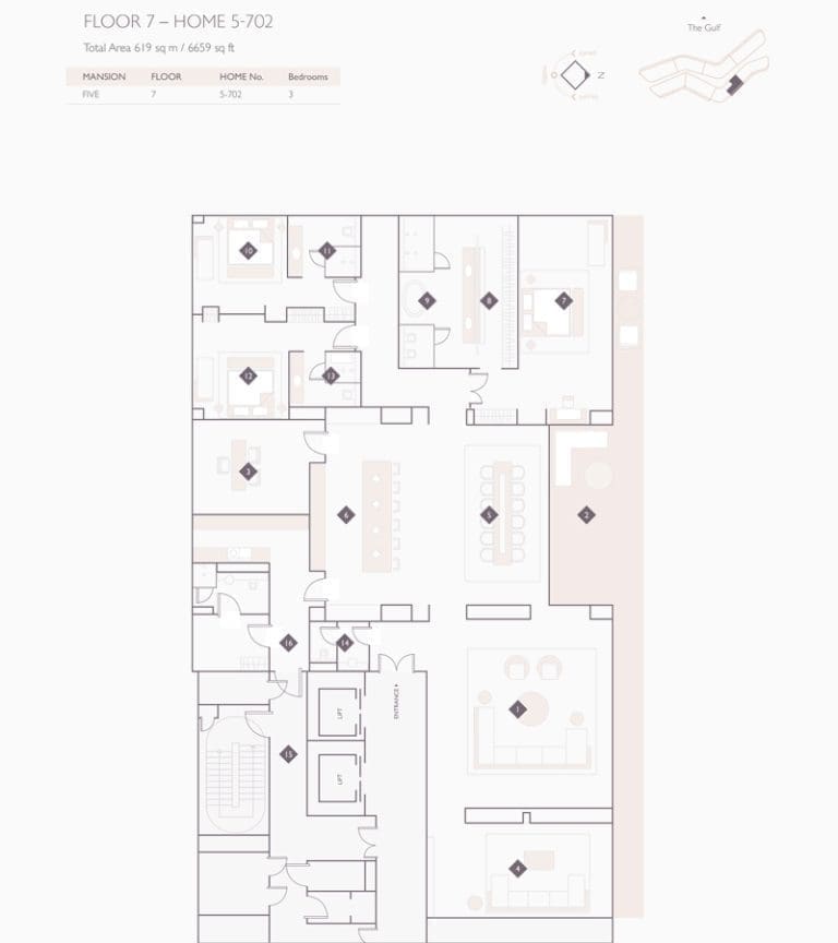 Alef Residences Mansions 5 – 702 Floor Plans