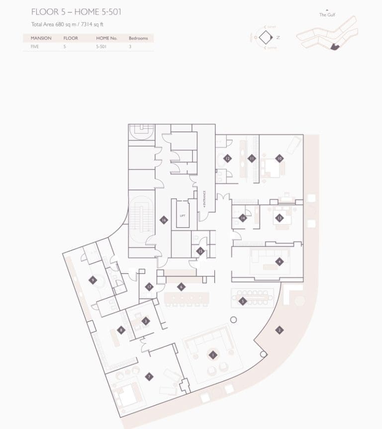Alef Residences Mansions 5 – 501 Floor Plans