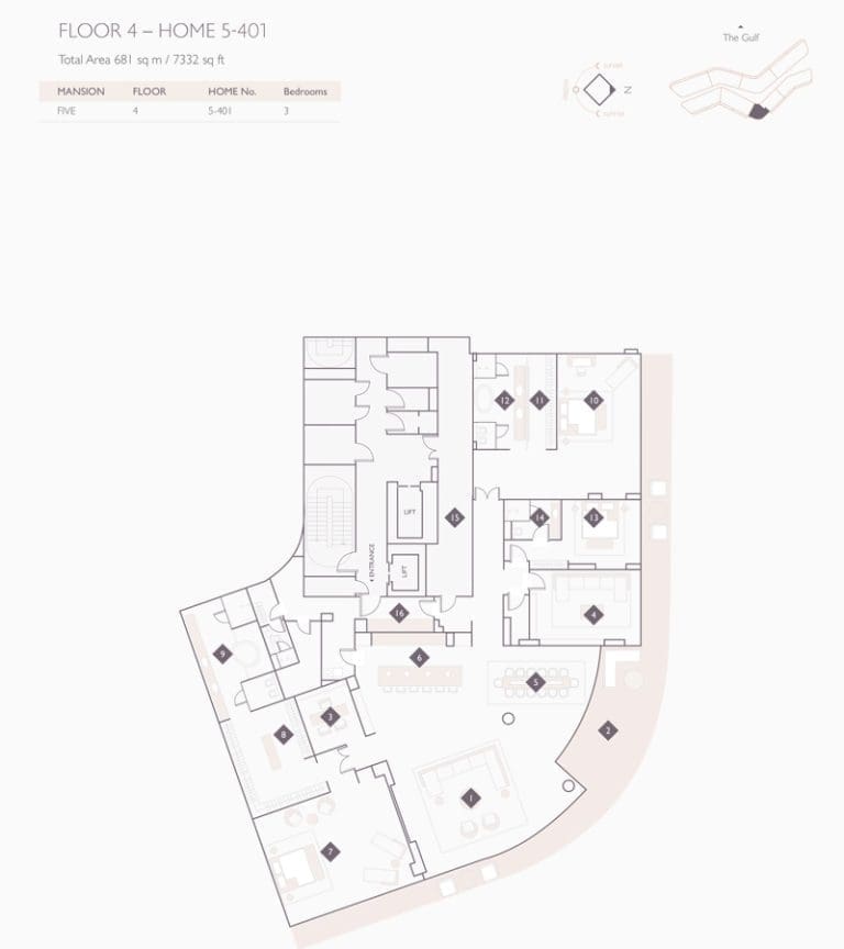 Alef Residences Mansions 5 – 401 Floor Plans