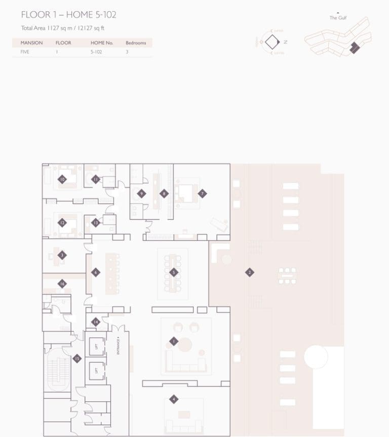 Alef Residences Mansions 5 – 102 Floor Plans