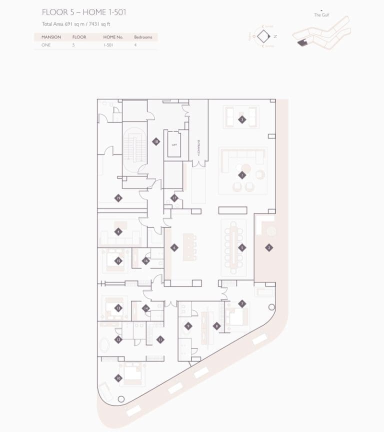 Alef Residences Mansions 1 – 501 Floor Plans